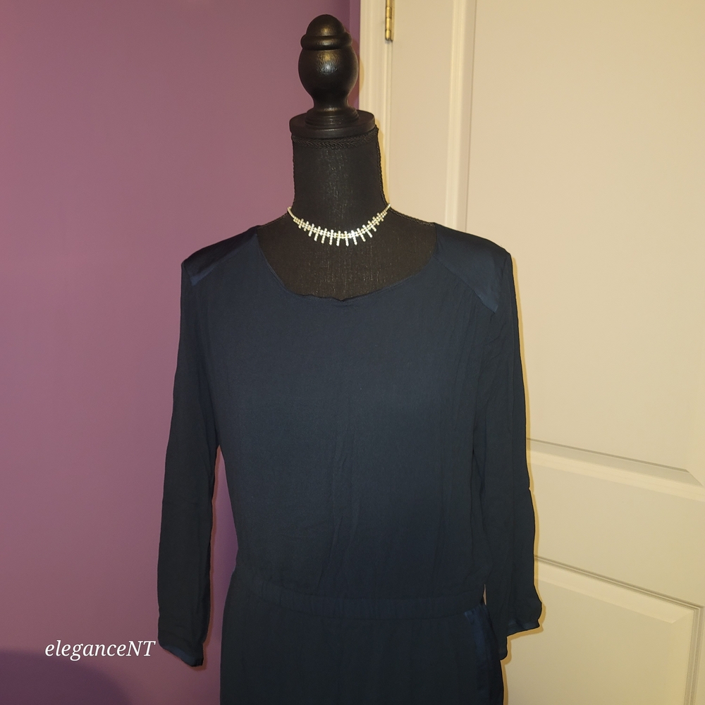 H&M Dark Blue Long Sleeve Dress Sz: 12 - Picture 2 of 10